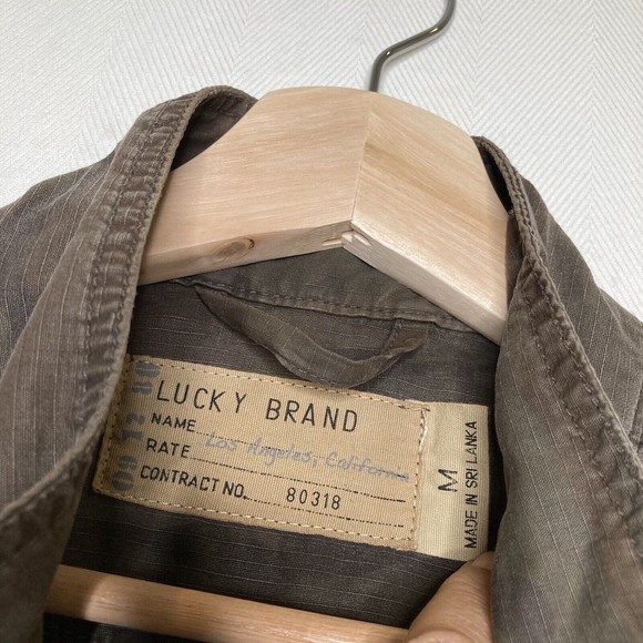 Lucky Brand Size Medium Jacket Camouflage Green Army Utility Field Full Zip - Picture 10 of 10